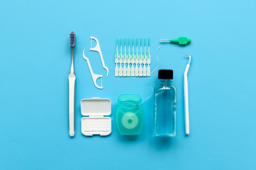 top view of a dental care kit