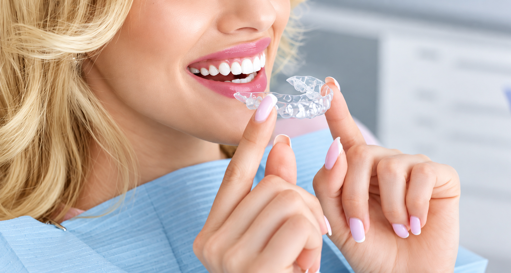 A Female Patient Receiving Invisalign Treatment